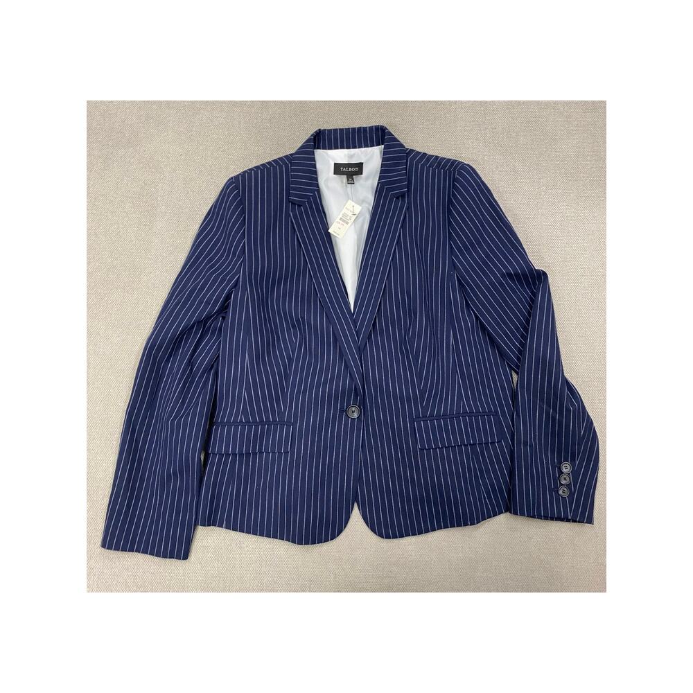 Talbots Women's Classic Blue Pinstripe Suit Jacket, Blazer, Navy, 14, NWT